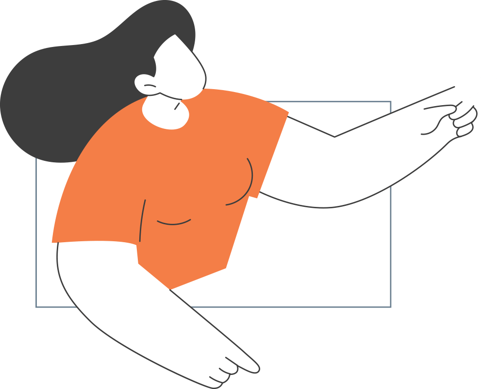 female customer pointing