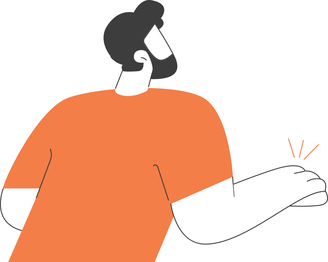 view from behind a man using a computer mouse