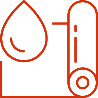 Water drop and material roll icon.