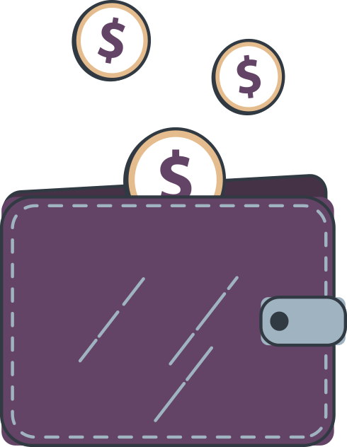 graphic of coins dropping into a wallet