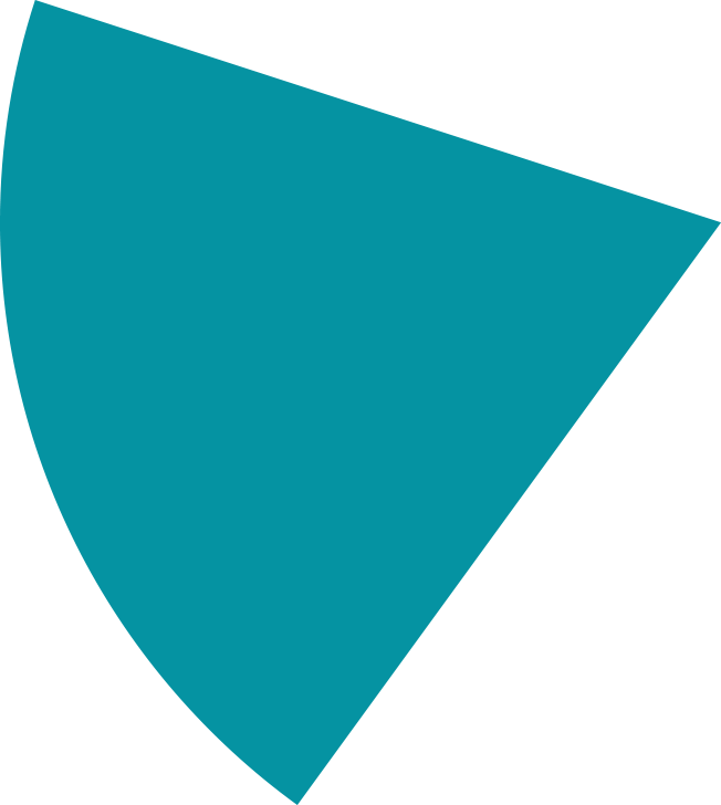 An aqua blue pie chart shape