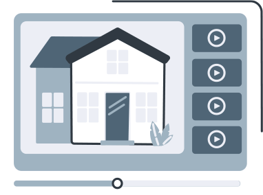 graphic of a tablet showing buttons and a house