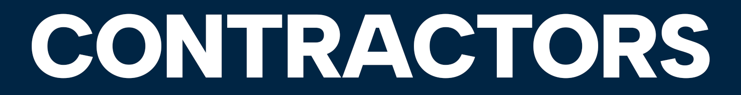 CONTRACTORS in white text on a dark blue background.