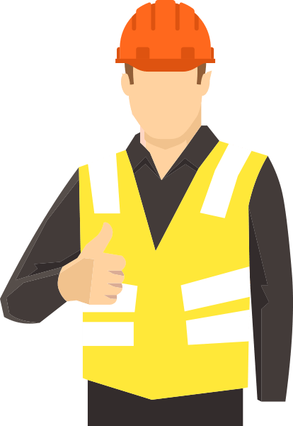 Man in hard hat and vest giving thumbs up