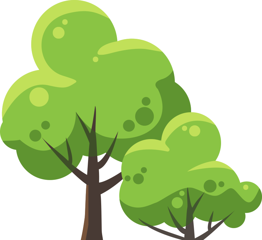 bright green bubbly graphic trees