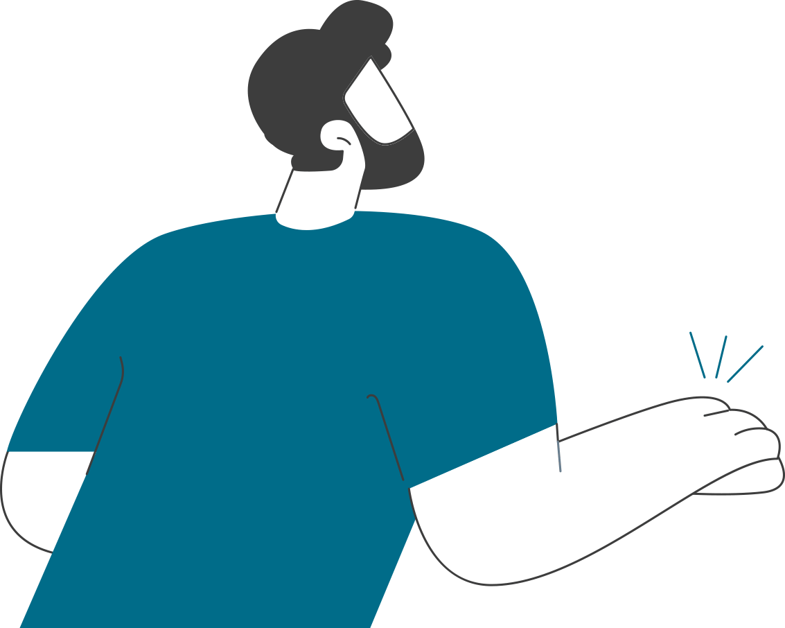 Illustrated man clicking a computer mouse.