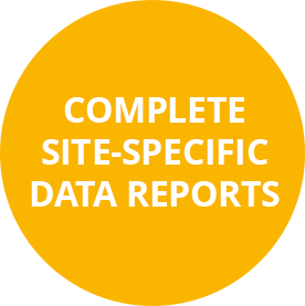 gold circle with words COMPLETE SITE-SPECIFIC DATA REPORTS