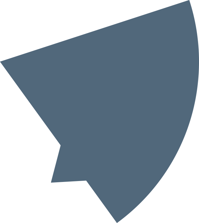 A medium blue grey pie chart shape