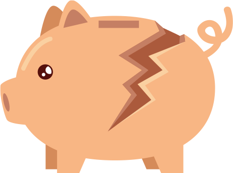 cracked open piggy bank icon