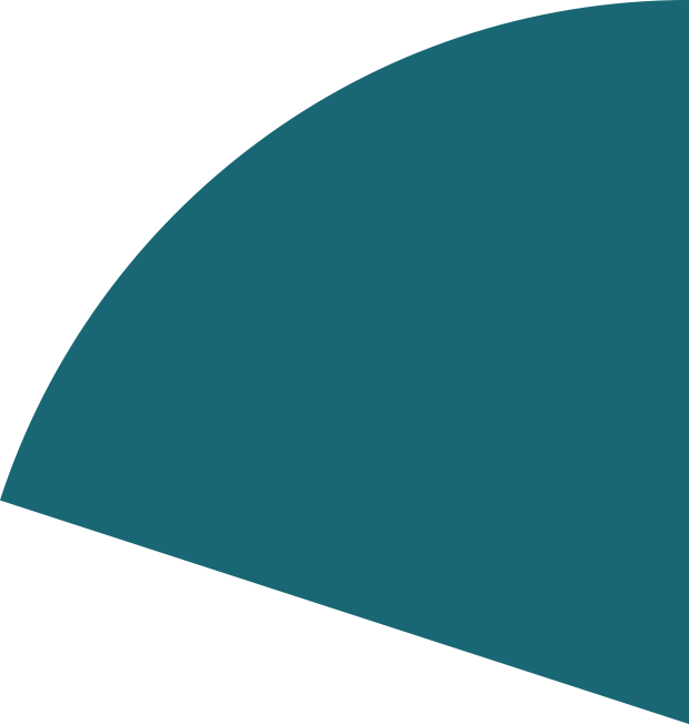 A teal blue pie chart shape