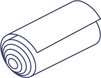 Isometric outline of  rolled roofing material.