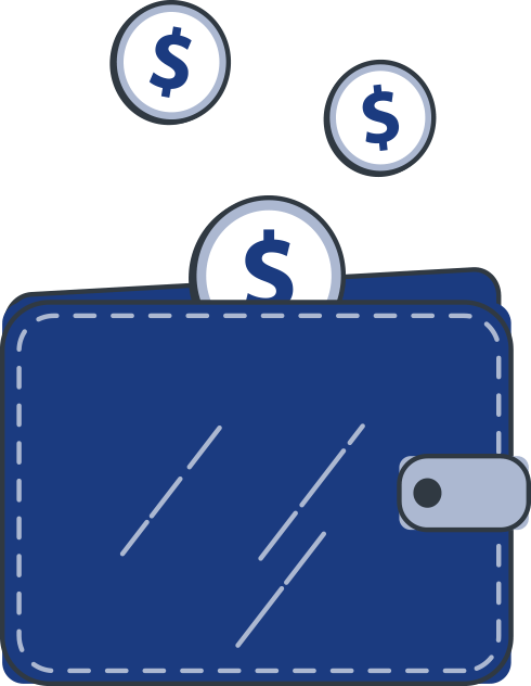 graphic of coins dropping into a wallet