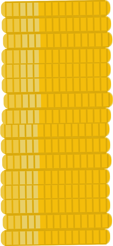A tall stack of golden coins.