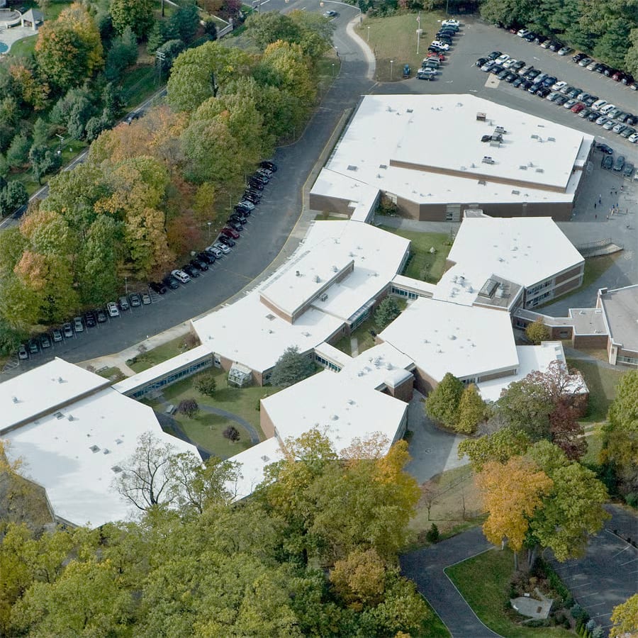 Aerial view of roofing project at Doña Ana Elementary School.