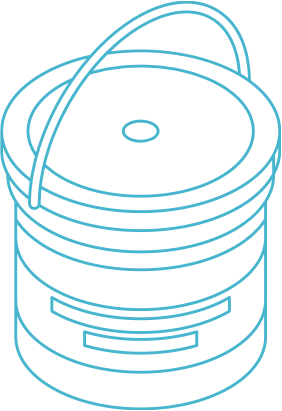 Coatings bucket outline with handle.
