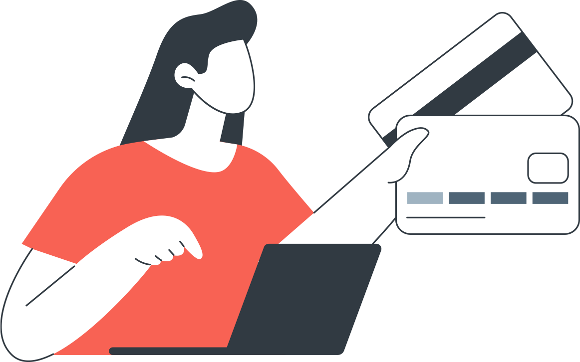 women holding up two credit cards