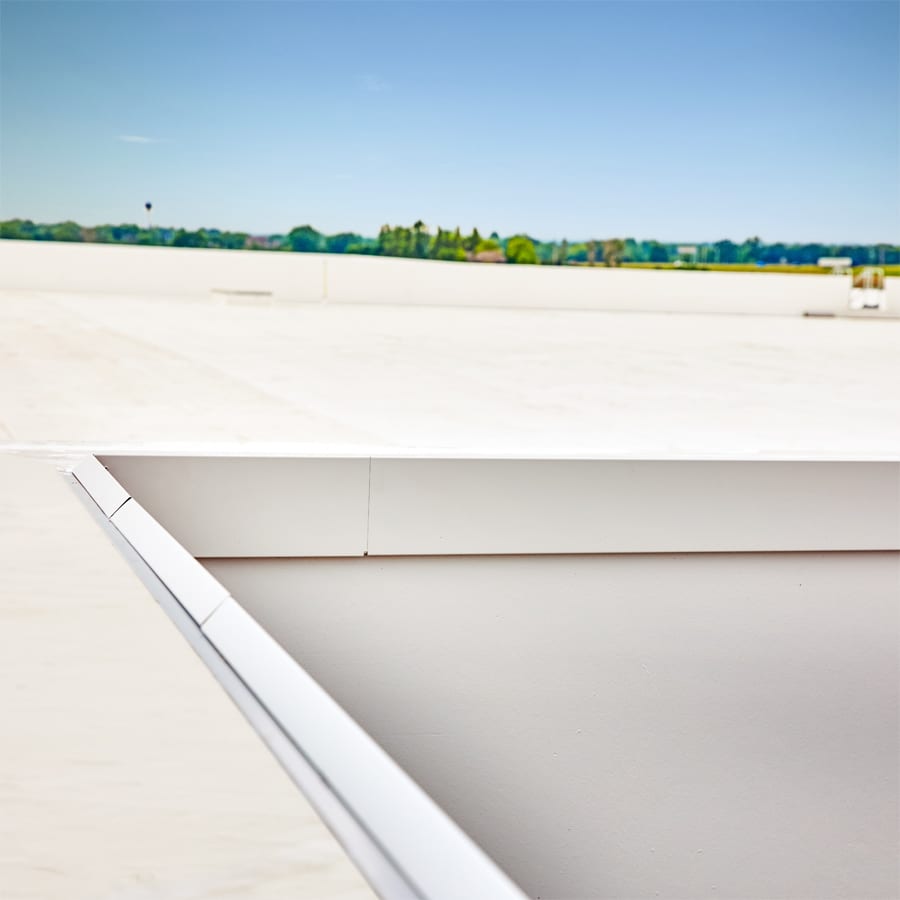 closeup of a corner space on a roof with edge metal