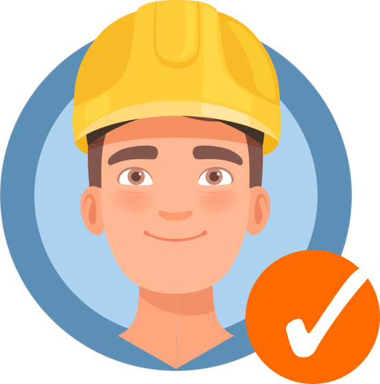 construction worker head with hard hat