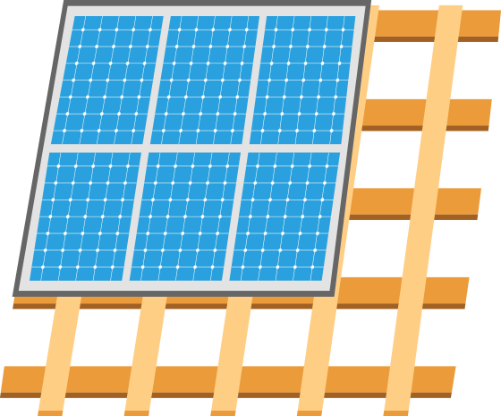 illustrative detail of a solar panel on a roof frame