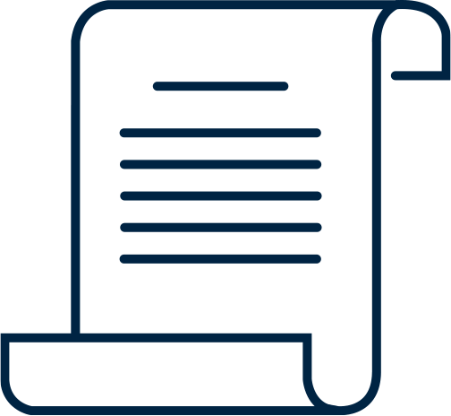 Blue and White icon representing a document.