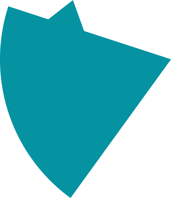 An aqua blue pie chart shape