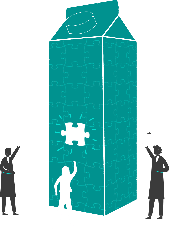 milk carton made of puzzle pieces