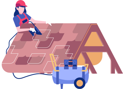 icon of worker installing shingles with a nail gun