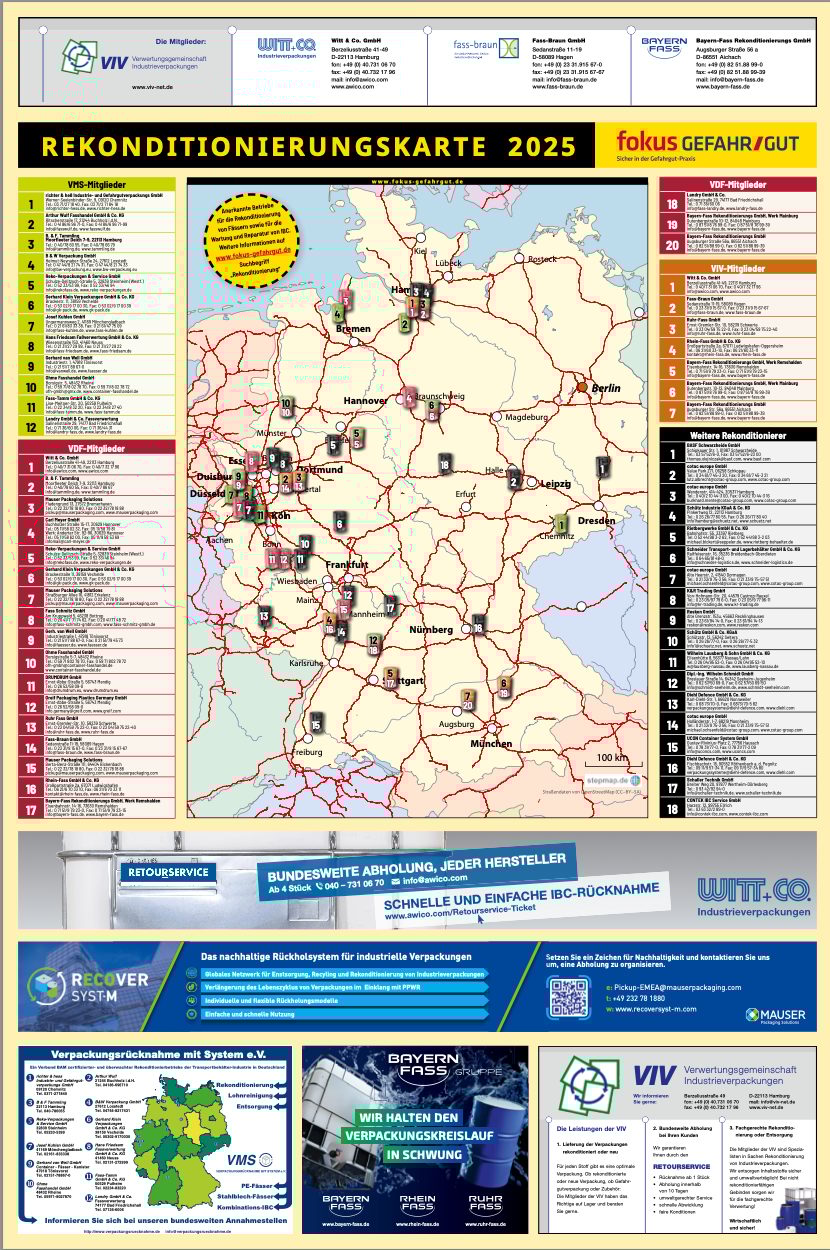 Map of Germany showing industrial packaging reconditioning services and providers for 2025.
