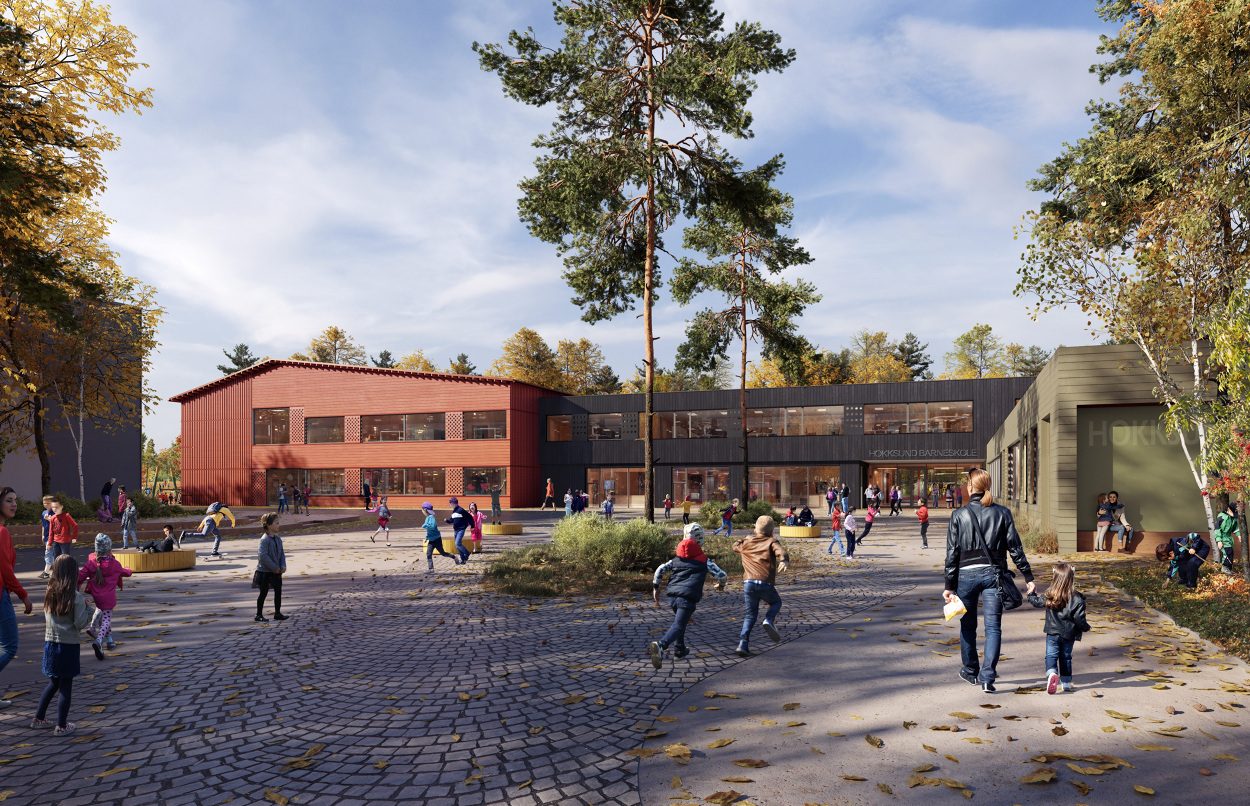 Hokksund: Bærekraftig barneskole - render