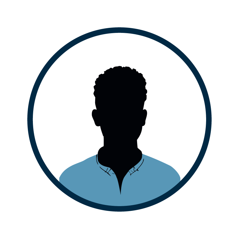 Male person icon in blue shirt