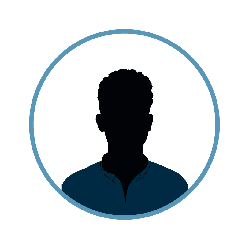 Male person icon in blue shirt