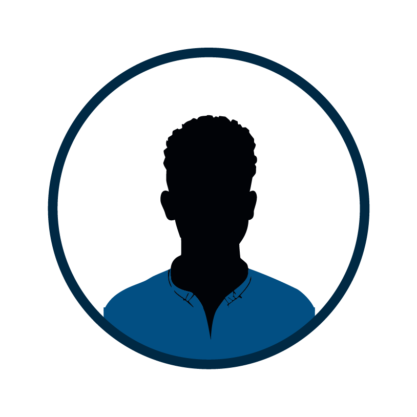 Male person icon in blue shirt