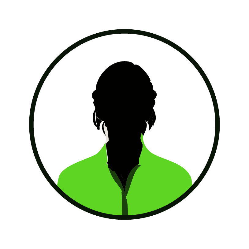 Female person icon in green shirt