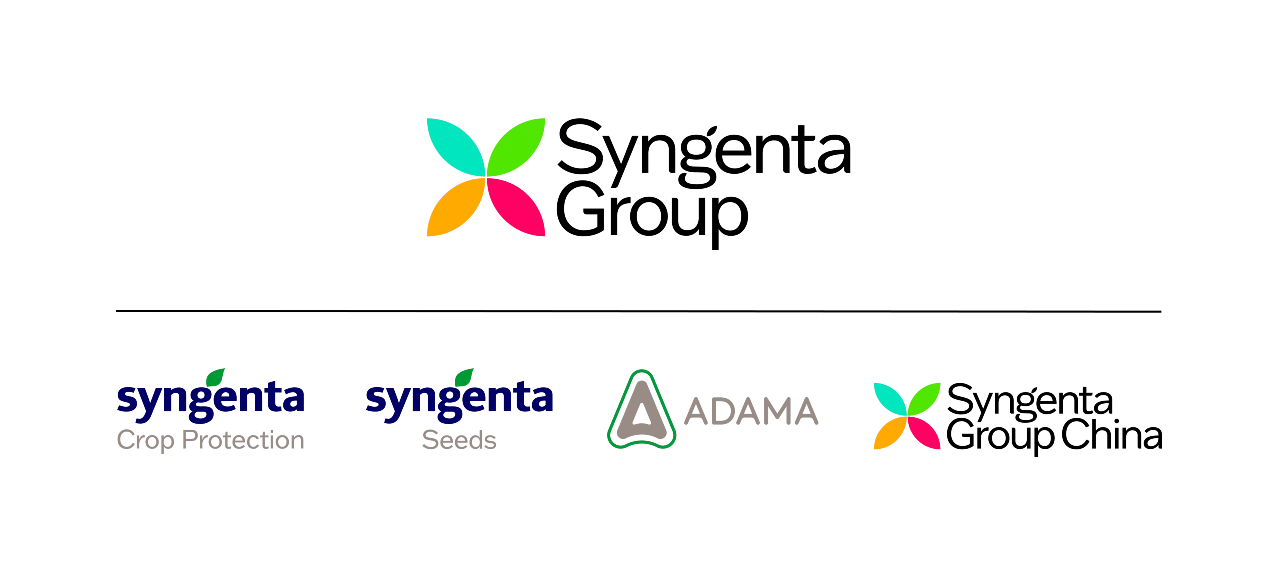 Collection of Syngenta Group logos: main, Crop Protection, Seeds, ADAMA, and China.