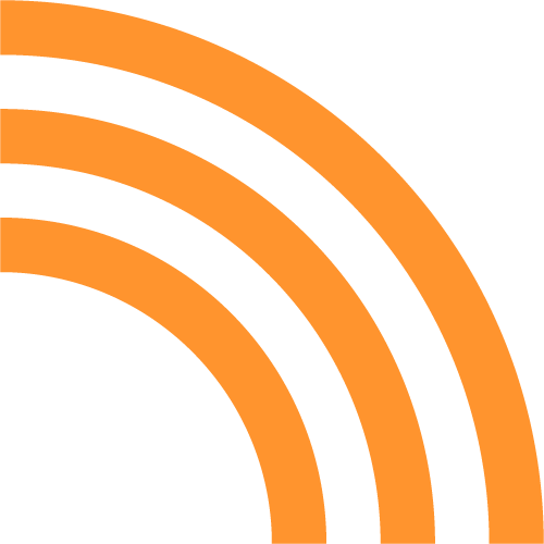 Three orange quarter-circle arcs on a dark green background, resembling a signal icon.