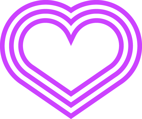 Concentric purple heart outline on black background.