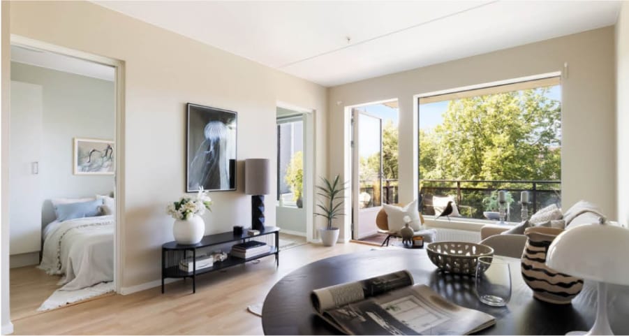 Interior design, Picture frame, Living room, Furniture, Property, Couch, Table, Plant, Comfort, Grey