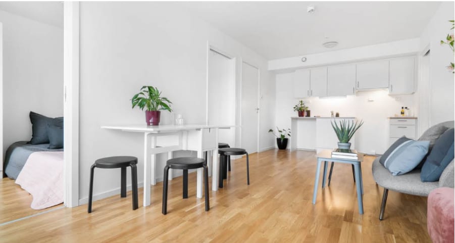 Interior design, Furniture, Plant, Comfort, Houseplant, Table, Flooring, Wood, Grey, Floor
