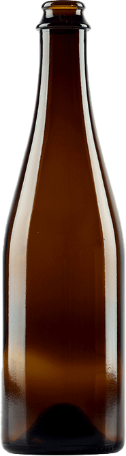 Empty amber glass bottle.