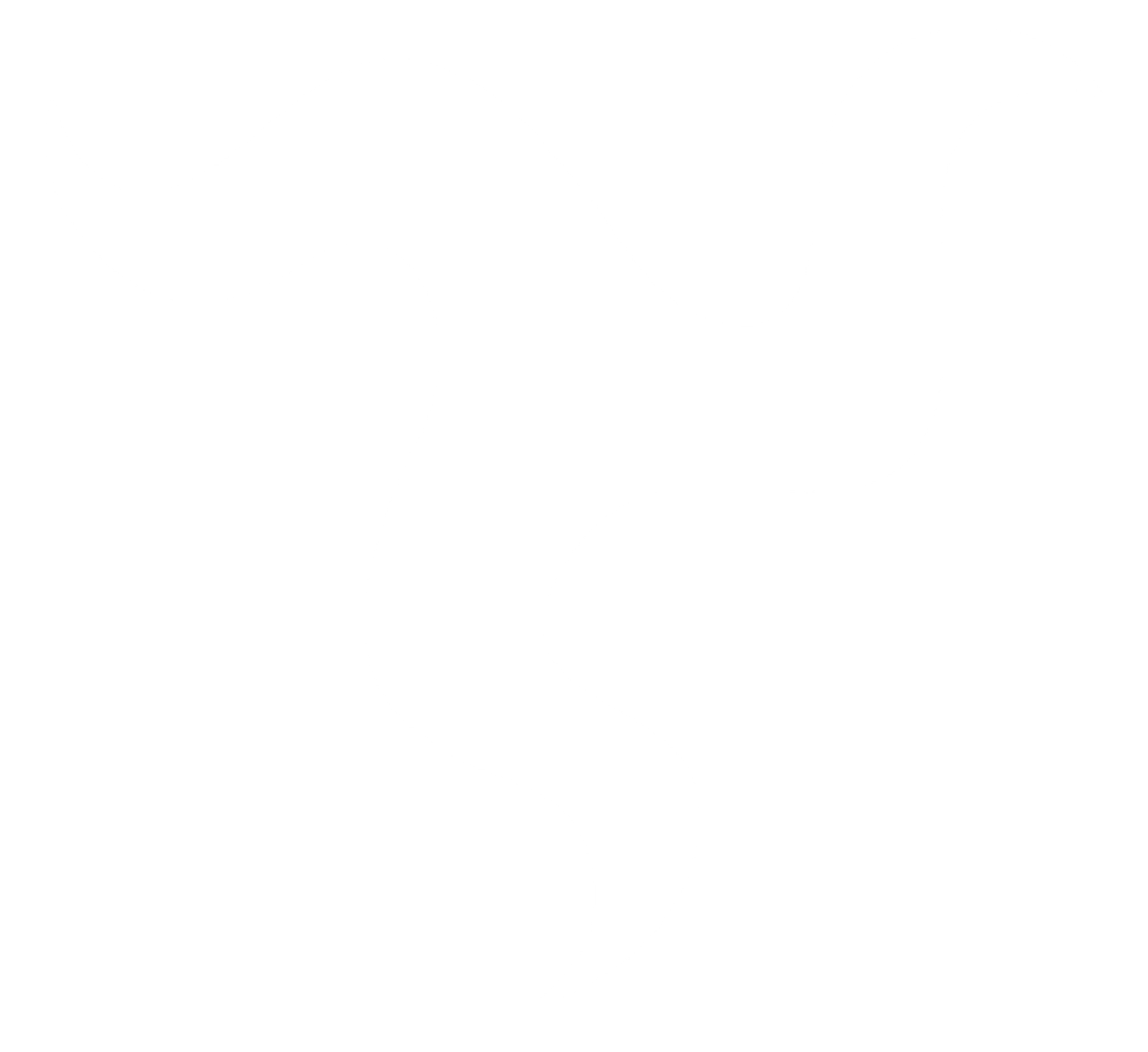 Abstract white three-pronged swirling symbol on a green background.