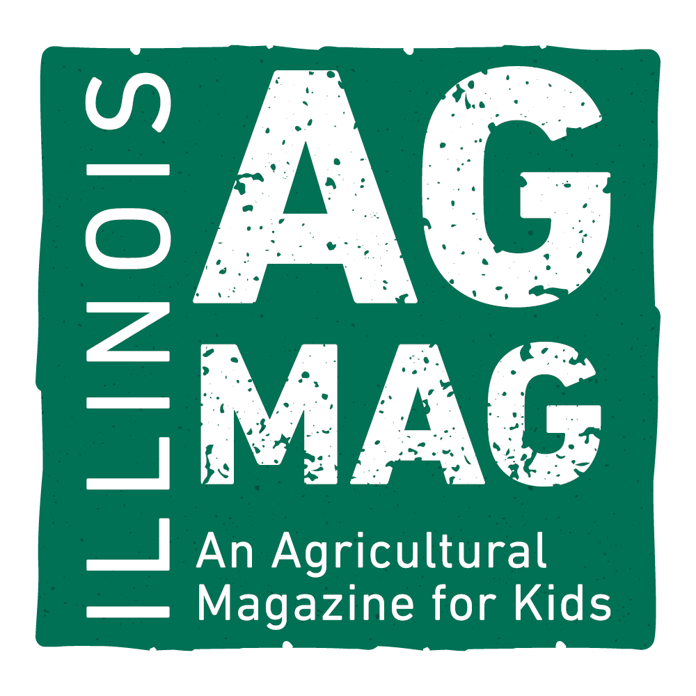 Distressed green square logo for Illinois AG MAG, an agricultural magazine for kids.