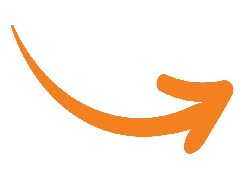 A thick, hand-drawn orange curved arrow pointing from the top-left to the middle-right.