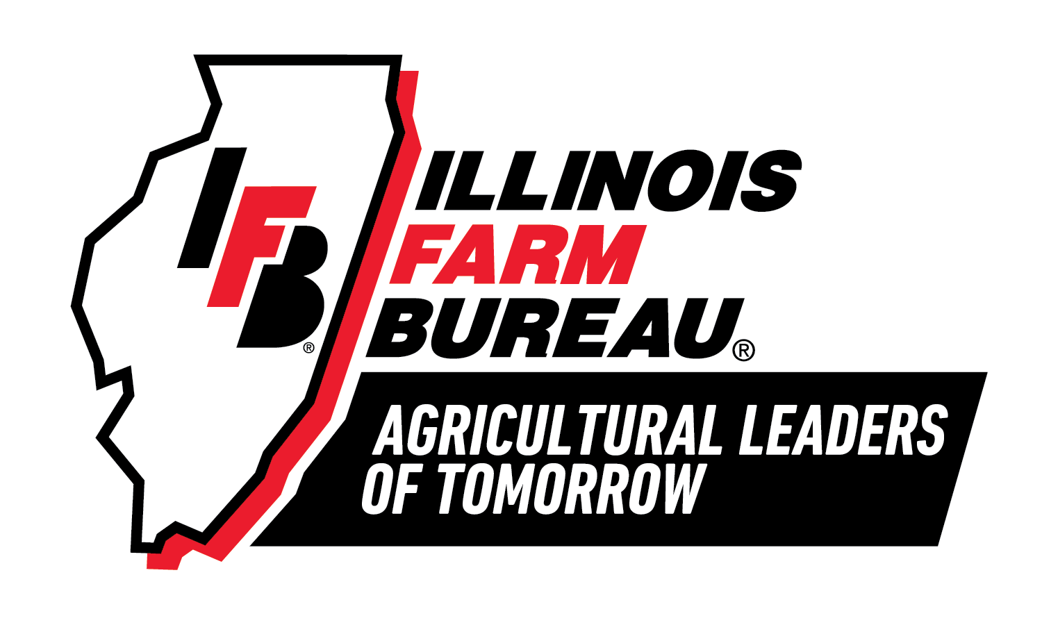 Logo for Illinois Farm Bureau Agricultural Leaders of Tomorrow, featuring the state outline and text.