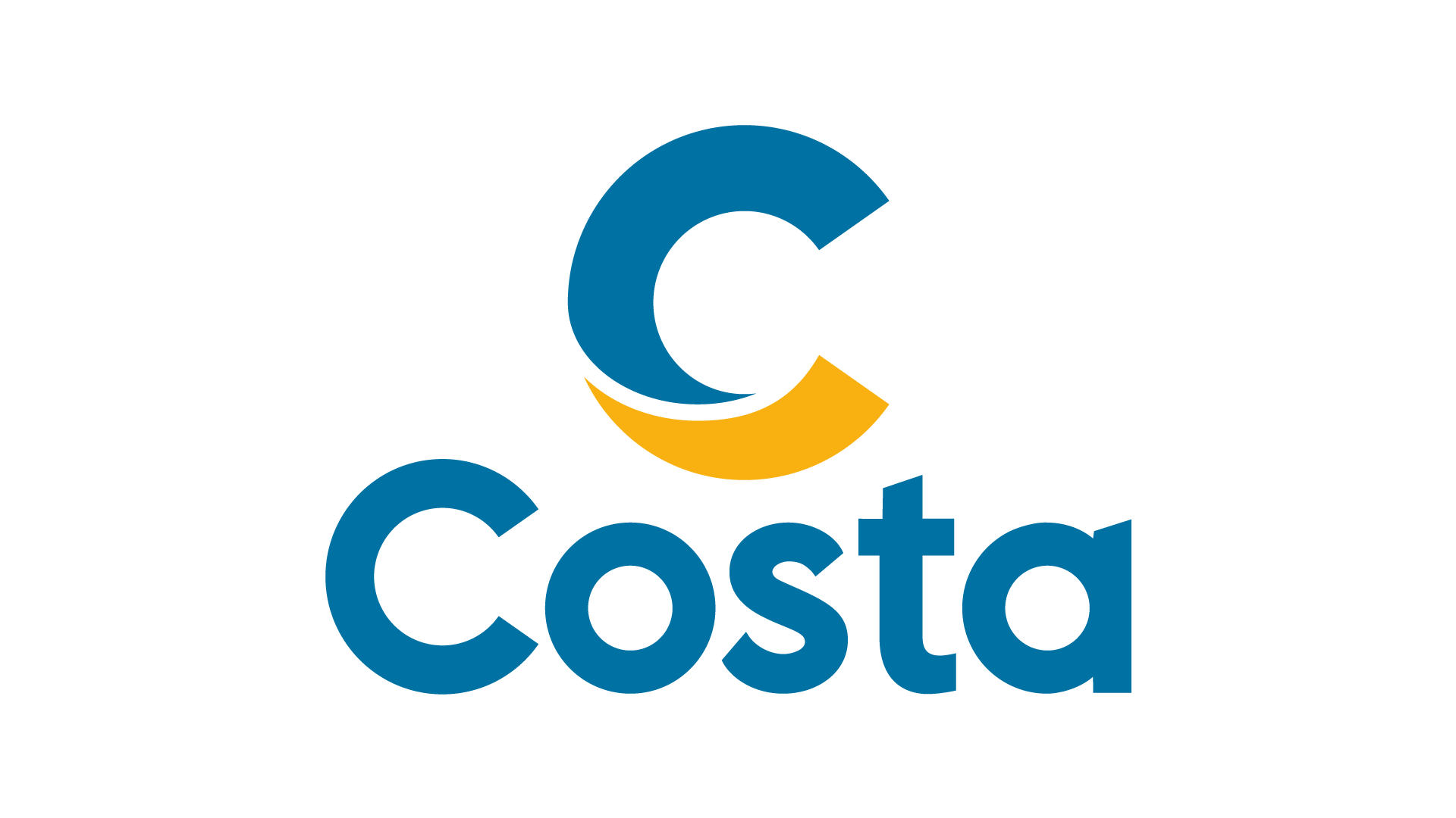 Costa Cruises logo featuring a large blue 'C' with a yellow crescent, positioned above the word 'Costa' in blue lowercase letters.