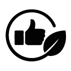 Eco-friendly thumbs up icon.