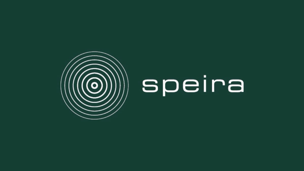 Speira logo: white concentric circles and 'speira' text on a dark green background.