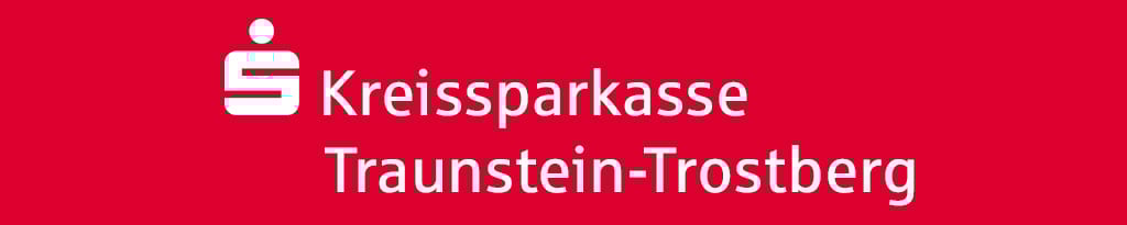 Kreissparkasse Traunstein-Trostberg logo: white Sparkasse 'S' symbol and text on red background.