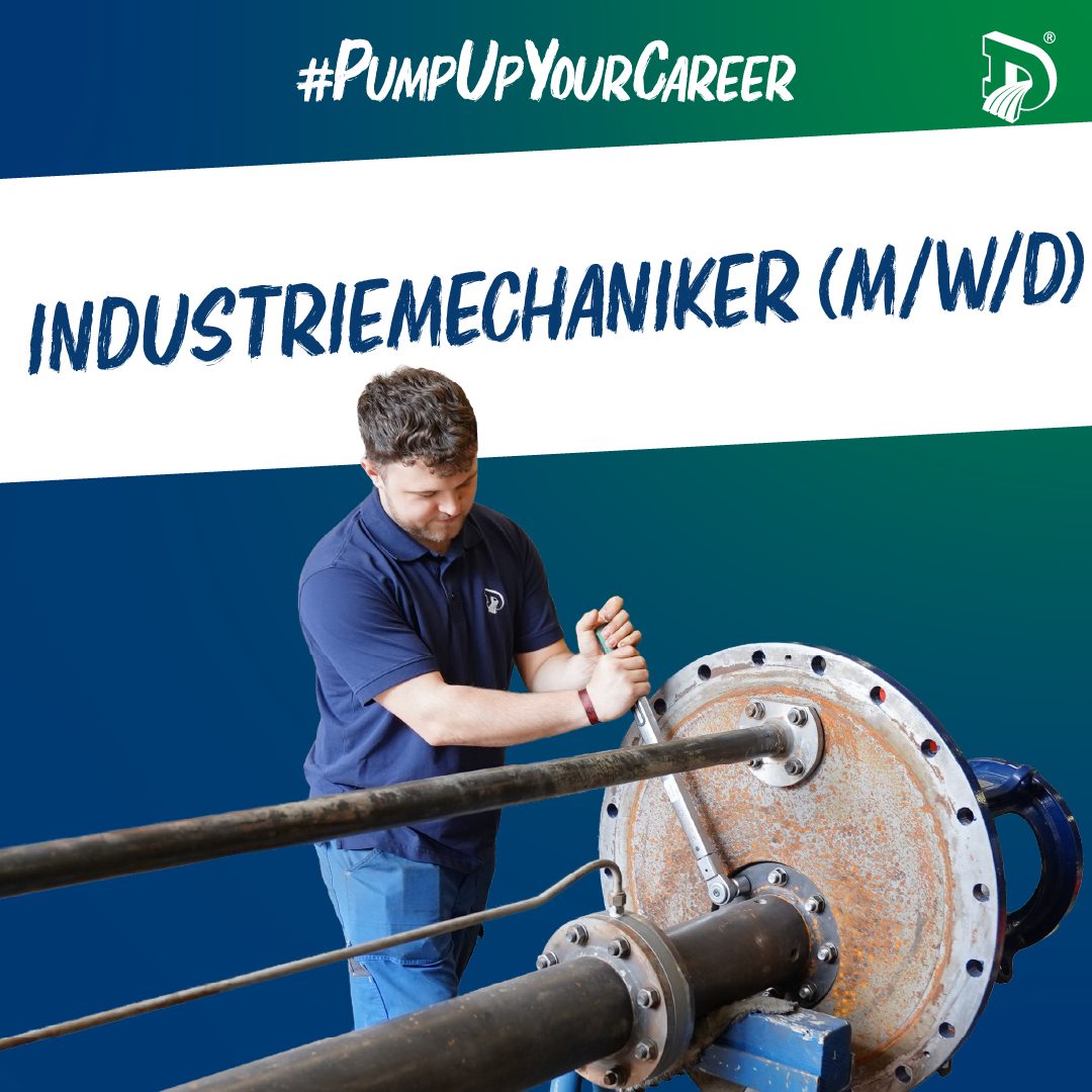 Man, an industrial mechanic, working on large machinery. Hashtag: #PumpUpYourCareer.