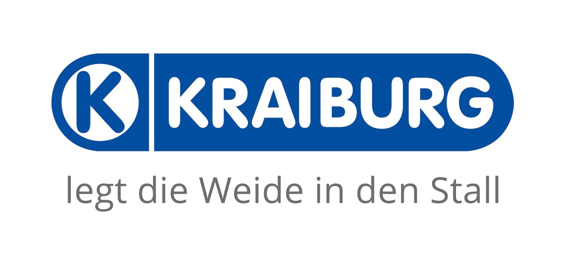 KRAIBURG logo (blue and white) with the German slogan 'legt die Weide in den Stall'.