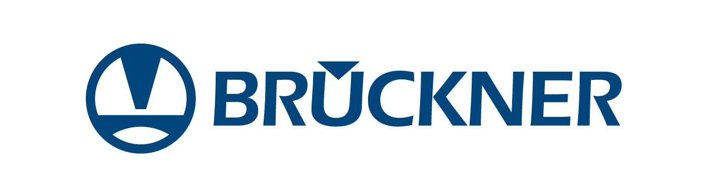 BRÜCKNER logo: blue text with a circular inverted V icon.